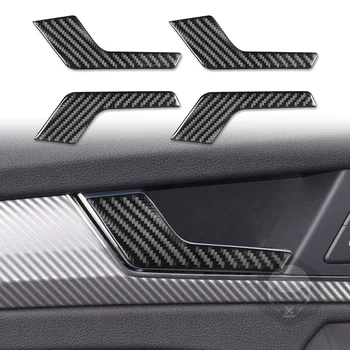 Подходит для новой модификации интерьера Audi 18-23 Q5l из настоящего Углеродного волокна, наклейки на дверные ручки, аксессуары