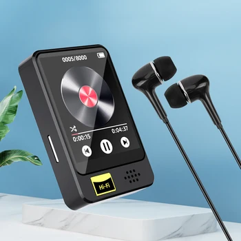 Портативный MP3-плеер Bluetooth 5.2 Музыкальный стереодинамик Мини-воспроизведение видео MP4 со светодиодным экраном Запись FM-радио для Walkman