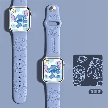 Ремешок Disney 3D Winnie Stitch для iWatch Band 1/2/3/4/5/6/7 Se Smartwatch Ремешок Для Часов Браслет iWatch 40 мм 38 мм 42 мм 44 Мм Ремешок