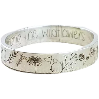 Ретро Идиллическое маленькое цветочное кольцо с гравировкой Цветочное кольцо Весна Приближается Женское кольцо Цветочное кольцо