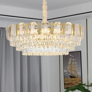 Роскошная люстра в гостиной, столовой, спальне, Хрустальная лампа сзади, круглые высококачественные атмосферные светодиодные лампы для дома