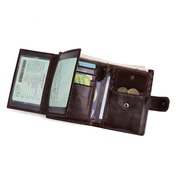 Роскошный дизайн RFID, ретро Мужской кошелек, короткие кошельки из натуральной кожи, Винтажный кошелек, мешочек для монет, Многофункциональный карман для карт