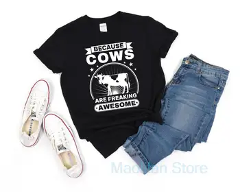 Рубашка из коровьей кожи, потому что коровы чертовски крутые, рубашка коровьего фермера, подарочные рубашки молочного фермера, рубашка фермерши