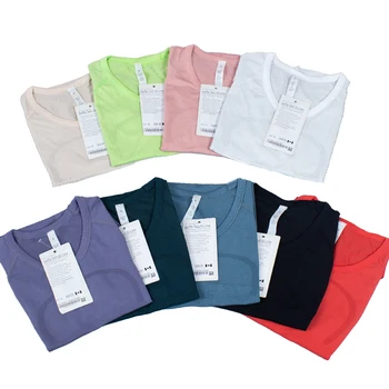 Рубашки для йоги Swiftly Tech 2.0 с коротким рукавом, логотип, Тонкая дышащая спортивная футболка для фитнеса, Быстросохнущие блузки для спортзала, одежда для тренировок
