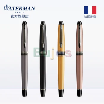 Ручка-роллер Waterman Expert, Черный Металлик с отделкой из Рутения, Тонкая ручка, Черные чернила, В подарочной коробке
