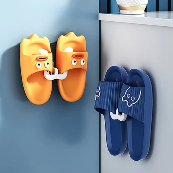 Самоклеящаяся подставка для тапочек Настенный держатель для обуви в ванной Комнате Настенный стеллаж для хранения унитаза Дверца туалета без перфорации Домашняя полка для хранения