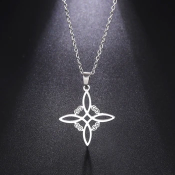 Серебряный цвет Нержавеющая сталь Ожерелье с узлом Ведьмы для женщин Сверхъестественные украшения Амулет для защиты от колдовства Подарок другу