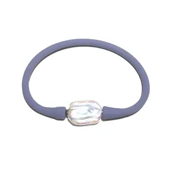 Серый резиновый лавандово-белый силиконовый браслет с жемчугом в стиле барокко, повседневный водонепроницаемый браслет для друзей, подарочный браслет, прямая поставка