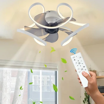Современный умный потолочный вентилятор Потолочный вентилятор для спальни со светом и управлением, декор для гостиной, ресторана, Бесшумный потолочный вентилятор со светодиодной подсветкой