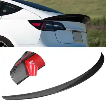 Спойлер багажника Гоночный выступ заднего крыла 3D сухое углеродное волокно Подходит для Tesla Модель 3 2017 2018 2019 2020 Задний спойлер автомобиля