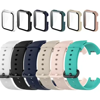 Чехол для Redmi watch, 1 защитная крышка для экрана, чехол для Redmi watch, 1 ремешок-браслет, мягкий силиконовый ремешок для часов, аксессуар для часов