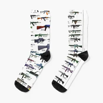 Штурмовые винтовки и карабины, носки-диаграммы, Новогодние носки, модные компрессионные чулки, футбольные носки, Женские мужские носки
