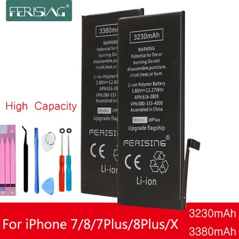 Аккумуляторная Батарея емкостью 3230 мАч/3380 мАч Для iPhone 7 8 7P 8P Plus X высокой Емкости Для телефона Ori Internal bateria Для iPhoneX 7Plus 8Plus