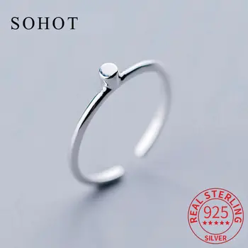Модное кольцо из стерлингового серебра 925 пробы с геометрическим Крошечным цилиндром и регулировкой Для модных женских Вечеринок, Модной бижутерии.