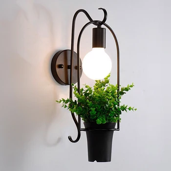 Скандинавский ретро креативный растительный настенный светильник из кованого железа в американском стиле, прикроватная тумбочка для спальни, гостиная, столовая, декоративный настенный светильник для прохода